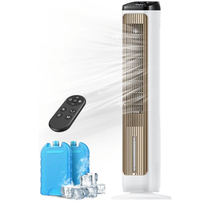 Fans That Blow Cold Air Tower Fans Air Cooler for Bedroom, Office, Small Room - Portable Evaporative Air Cooler with Ice Packs, 12H Timer, 3 Speeds, 4 Modes, 20FT Remote, 80° Oscillating