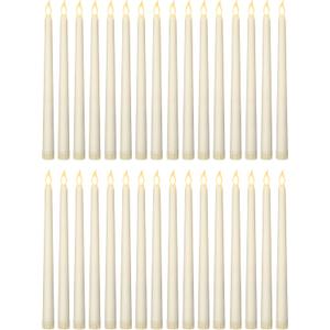 Treela 24 Pcs Flameless Taper Candles Battery Operated Bulk Fake Candles Light LED Candle Sticks Flickering Tapered for Wedding Anniversary Decoration(Basic,11 Inch,Ivory)