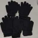 Cooraby 12 Pairs Kid's Winter Magic Gloves Children Stretchy Warm Magic Gloves Boys or Girls Knit Gloves for 6-12 Years (Black)