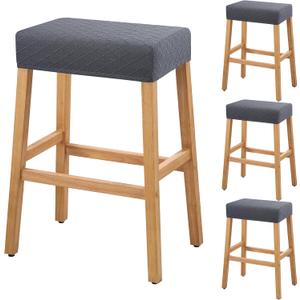 YISUN Stool Covers Rectangle - 4 Pack Stretch Waterproof Saddle Seat Cover Counter Bar Stools Bar Chairs Covers Kitchen Island Chairs Cushion Protector (Argyle-dark Grey)