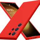 CellEver Soft Silicone Case for Samsung Galaxy S23 Ultra, Slim Fit [Camera & Drop Protection] Shockproof Phone Cover with [Soft Microfiber Lining] 6.8 inch - Bright Red