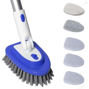 Tub Brush Scrubber with 58“ Long Handle,3 in 1 Tub and Tile Cleaning Brush for Cleaning Bathroom Kitchen Toilet Wall Tub Tile Sink Non-Scratch (3 Handles)