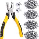 1200pcs Wire Cage Clips with Hog Ring Pliers Fencing Plier Snap-Ring Pliers Hog Wire Fence C Clip for Bird Quail Rabbit Chicken Cage