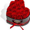 16 Preserved Roses in Heart-Shaped Box, Flowers for Delivery Prime Last up 2 Years, Real Forever Flowers for Wife, Girlfriend, Mother, Eternal Roses for Anniversary - Red