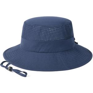 VOBOOM Sun Hats for Men Women Breathable Wide Brim Summer UV Protection Fishing Cap (Blue)