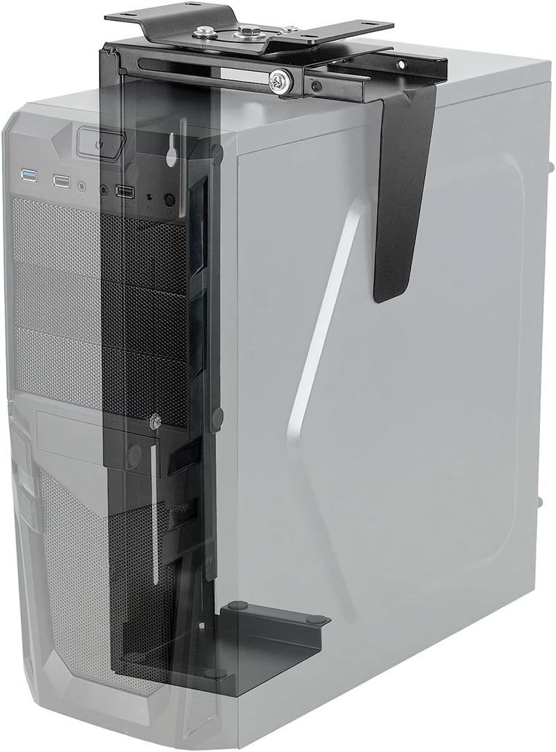 Suptek Adjustable Under Desk and Wall PC Mount,3.74 to 8.26 inch Wide Computer Case CPU Hanger Holder 360 Degree Rotatable Under-Desk PC Hanging Stand Holder Mount (ZJJ001) (Black)