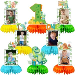 One a Saurus Birthday Decorations, Dinosaur 1st Birthday Party Supplies Honeycomb Centerpiece for Table, Dinosaur First Birthday Party Decorations Boys Photo Table Centerpiece Party Supplies (Green)