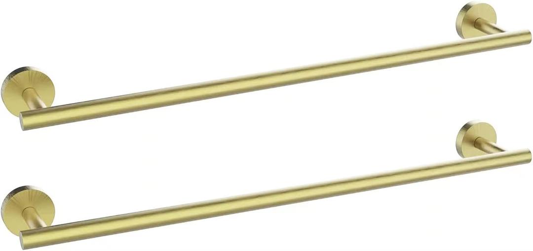 Newfun 24 Inch Brushed Gold Bath Towel Bar, 2Pcs Towel Racks for Bathroom Rod Classic SUS304 Stainless Steel Bathroom Towel Holder Wall Mounted