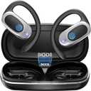 Open Ear Wireless Headphones Air Conduction Earbuds with Mic 42H Playtime Clear Calls LED Digital Display Over Earphones Lightweight Waterproof Secure Earhooks for PC Sports Running Game Business Work