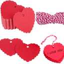 100PCs Valentine Gift Tags Heart Kraft Paper Gift Tags with String for Wedding Party Gift Wrapping Hang Label