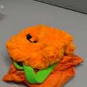 3Pcs Pumpkin Costume Adult,Glow in the Dark Poncho for Women with Headband and Candy Bag for Halloween