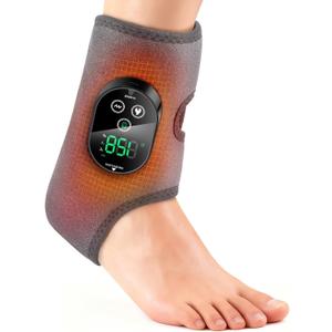 Cordless Foot and Ankle Massager for Pain Relief, Rechargeable Foot Massager for Neuropathy Ankle Heating Pad Wrap with Massage for Circulation, 6 Heat & 3 Vibration Levels, Auto Shut-Off (Grey)