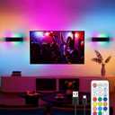 2Pcs RGB Wall Light with Remote Control, LED Indoor Wall Sconce, 6000mAh Rechargeable Battery Powered Wall Lamps, 12 Colors Wireless Wall Lamp for Bedroom Living Room Decor
