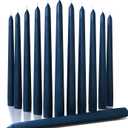 CANDWAX 10 inch Tapered Candles - Set of 12 Dripless Unscented Candlesticks - Perfect for Dinner and Decor Use - Dark Blue