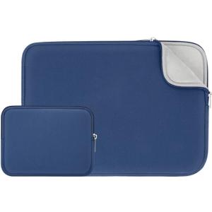 RAINYEAR 14 Inch Laptop Sleeve Protective Case Soft Fluffy Lining Padded Zipper Cover Carrying Bag with Accessories Pouch, Compatible with 14" Notebook Computer Chromebook (Navy Blue,Upgraded Version)