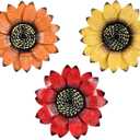 YEAHOME Sunflower Wall Decor - 9 inch Metal Flower Wall Art Decorations, Sunflower Yard Garden Decor Hanging for Kitchen, Bathroom, Bedroom, Set of 3 Handmade Gift for Home, Indoor or Outdoor (9"-3 Pack-Sunflower 021)