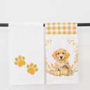 PurpleEssences Cotton Kitchen Towels Set of 2 - Absorbent Dish Towels Set Tea Towels Bar Towels Multipurpose Kitchen Linen, Drying Dish Hand Towels 16 x 28 Inch (Puppy & Paw)