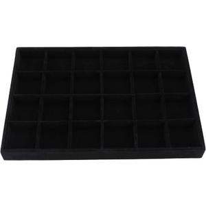 Large Velvet Jewelry Tray, Drawer Organizer for Jewelry in Dresser, Stackable Jewelry Drawer Organizer Inserts for Earring Necklace Bracelet Rings(Black,24grid)