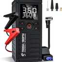 Jump Starter with Air Compressor, 7000A 180PSI Car Battery Jump Starter Jump Box (All Gas/10.0L Diesel), Battery Jumper Starter Portable Jumper Cables, Large LCD Display, LED Light Black