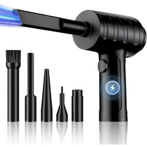 Compressed Air Duster  51,000 RPM, 3 Adjustable Gears, 5 Nozzle Attachments, TypeC USB Rechargeable Air Blower for Electronics, Keyboards, and Dust Cleaning