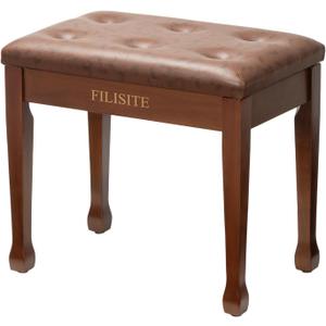 Wooden Piano Bench with Storage, Piano Stool with Waterproof Padded Cushion, Bench Seat for Vanity, Living Room, Bedroom (Wood), 20.7 inches x 12.6 inches x 18.7 inches