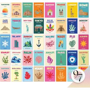 97 Decor Cute Preppy Room Decor Aesthetic - 40pcs Coastal Preppy Collage Kit, Colorful Preppy Posters For Teen Girls Room, Preppy Beach Room Decor, Summer Travel Wall Art Prints Dorm Decorations (4x6) (unframed)