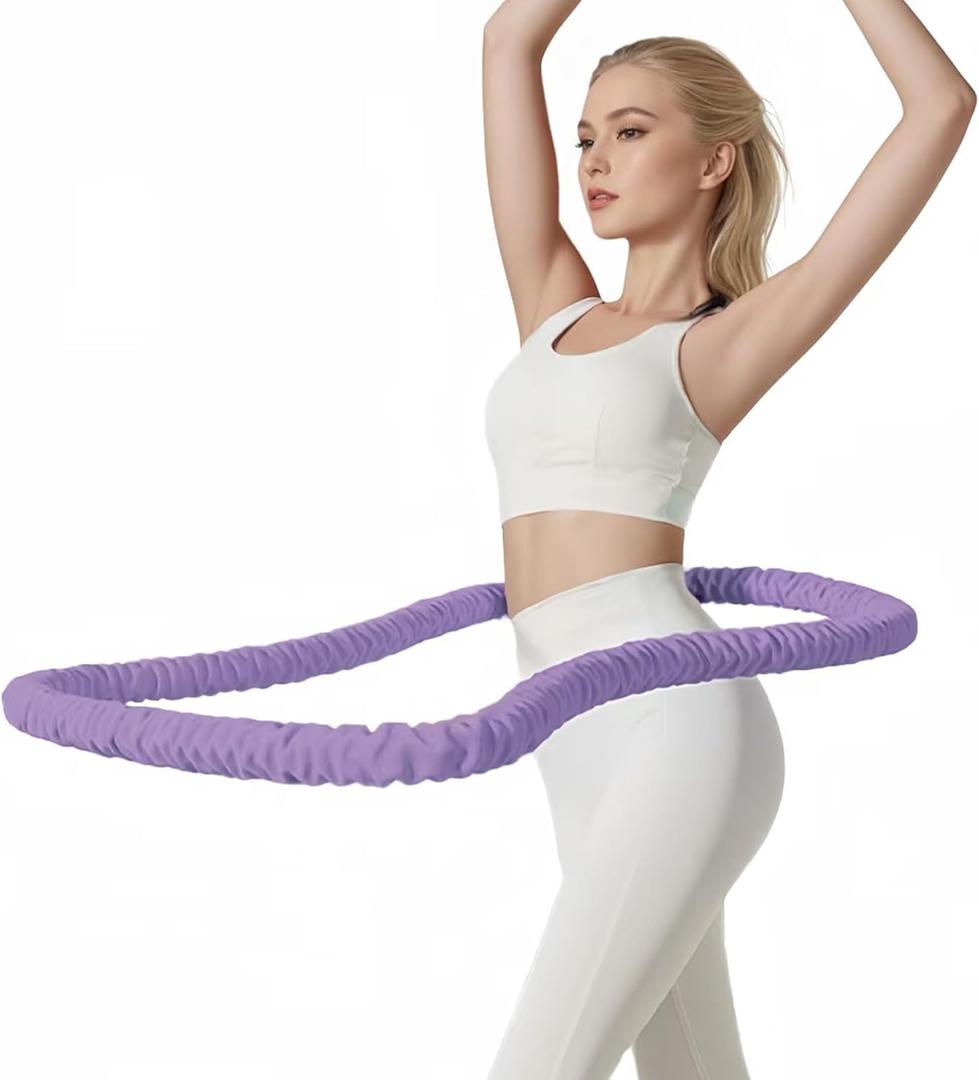 3 lbs Soft Weighted Hoop for Adults -Fold Gentle Fat Burning and Waist Toning, Pinch-Proof Design,Soft Material Won't Irritate Skin Perfect for Home/Travel/Postpartum Recovery (purple)