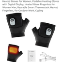 Heated Gloves for Women, Portable Heating Gloves with Digital Display, Heated Glove Fingerless for Women Man, Reusable Smart Thermostatic Heated Fingerless, for Outdoor Work, Cycling
