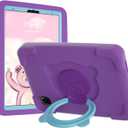 PZOZ iPad Kids Case Compatible for iPad Pro 11 inch 2022 2021 2020 2018(4th/3rd/2nd/1st Generation), EVA Shockproof Rotate Handle Folding Stand Heavy Duty Protective Cute Cover for Boys Girls (Purple)