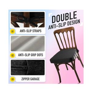 SUNROX Cooling Gel Memory Foam Chair Cushions, 2.6" Thick U-Shaped Dual-Layer Comfort Dining Chair Pads, Non Slip Seat Cushion with Ties for Indoor Kitchen Office 17"x16" , One Piece