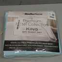 Mueller Ultratemp King Size Sheets Set, Super Soft 1800, 6 Piece, Deep Pocket up to 16" Cooling Sheets King Size, Transfers Heat, Breathes Better, Hypoallergenic, Wrinkle, Aqua