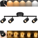 5Color LED Track Lighting Kit 4 Lights Dimmable 48W Track Light,Zoomable15°/24°/36°/45°/60°-2700K/3000K/3500K4000K/5000K,Track Lighting for Accent Task Kitchen,Lumen 4800 (Black