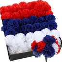 Thiccywoov 180 Pcs Red Blue White Carnations Artificial Flowers 4th of July 250th Anniversary Decor Fake Silk Patriotic Carnation with 6" Stem for Memorial Veterans Day Cemetery Wreaths DIY Crafts