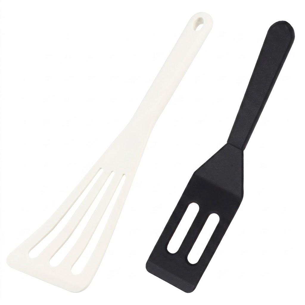 Silicone Spatula Set, 600F Heat Resistant Silicone Spatula Turner Flipper for Cooking, Non Stick and Non Scratch Kitchen Utensils for Eggs & Pancakes, 4 Pack, Black and White
