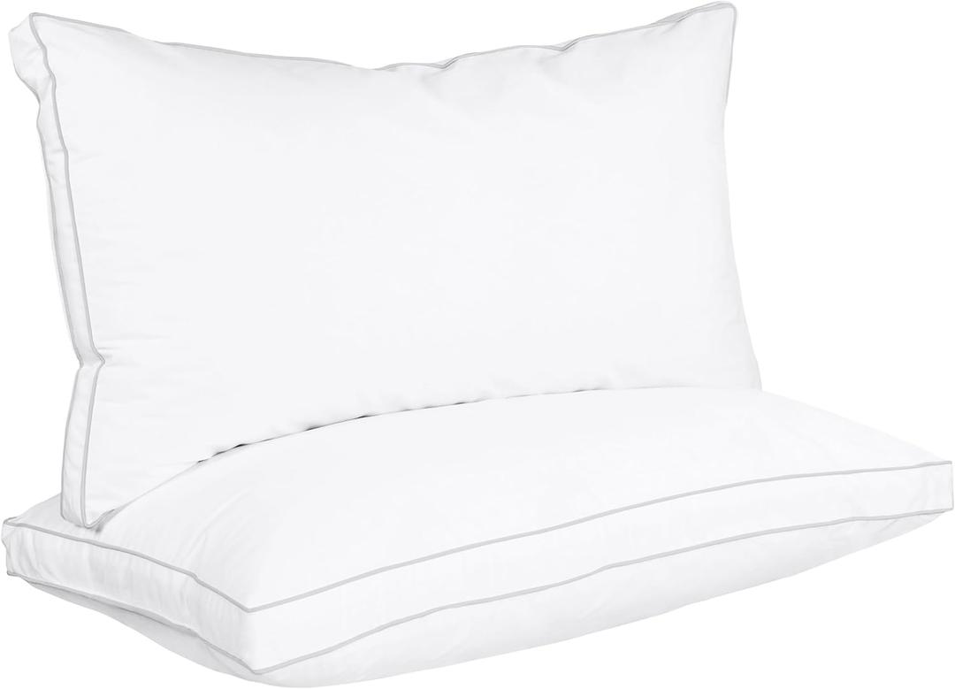 OTOSTAR King Size Bed Pillows Set of 2 - Cooling Pillows with 3D Microfiber Filling, Breathable Cover for Back, Stomach or Side Sleepers, White