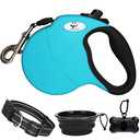 CROWN PAWS 16 ft Retractable Dog Leash for Large Dogs up to 110 lbs,Tangle-Free Nylon Tape,Blue Large