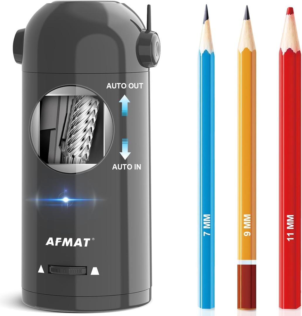 AFMAT PSX5 Electric Pencil Sharpener for Colored Pencils 7-11.5mm, Fully Automatic Robot Pencil Sharpener, Auto in & Out, Rechargeable Hands-Free Pencil Sharpeners for Home, Classroom, Office, Gray AFMAT PSX5 Electric Pencil Sharpener for Colored Pencils 7-11.5mm, Fully Automatic Robot Pencil Sharpener, Auto in & Out, Rechargeable Hands-Free Pencil Sharpeners for Home, Classroom, Office, Gray