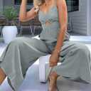 ANRABESS Womens Jumpsuit Summer Beach Vacation Romper 2025 V Neck Sleevelsee Spaghetti Strap Cutout Linen Wide Leg Clothes grey Large 