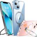 TORRAS Upgraded Ostand 360Spin Magnetic Stand for iPhone 13 Case/iPhone 14 case, [Military Grade Shockproof][Compatible with MagSafe][Build in Kickstand] Translucent Hard Back with Soft Edge, Clear