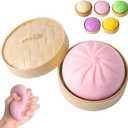 Colorful Dumpling Squishy Stress Balls Fidget Toys for Adults & Teens, Mystery Soft Dumpling Squeeze Toy Box, Sensory Stress Relief Squeeze Toys (Pink)