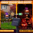 Halloween Graden Flag Solar Lights with Pole, Trick or Treat Double Sided Witch Feet Flag Banner 17.7 x 11.8. Inch 16 Warm White LED with 8 Modes Solar Panel, Decorations for Outdoor, Yard