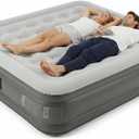 Naturehike Pongee Fabric Queen Air Mattress with Self-Stop High-Speed Built in Pump, 15.8" Thicken Deluxe Blow Up Mattress Waterproof, 2-Min Fast Inflatable Airbed for Home, Camping, Guests, Travel