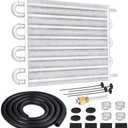 EVIL ENERGY 5/16" Transmission Oil Cooler, 8 Pass Tube and Fin Cooler Kit Universal Aluminium Silver