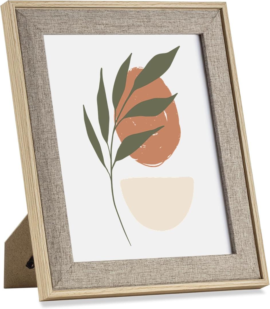 8x10 Picture Frame - 8 x 10 Photo Frame - Boho Picture Frames 8 by 10 Picture Frames with Tempered Glass - Wall Tabletop Display Horizontally or Vertically - Beige 