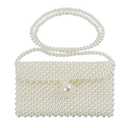 SHESRA Luxury Pearl Bag Chain Bag Purse Shoulder Bag Evening Bags for Women, Artificial Pearl Clutch Crossbody Beaded Handmade Bags for Party Wedding Bridal Travel