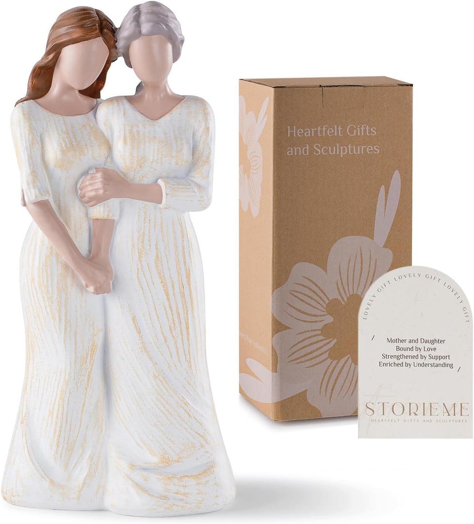 Mom Birthday Gift from Daughter: Handmade Resin Mother Daughter Arm in Arm Sculpture - Mothers Day Christmas Thanksgiving Present for Mom & Adult Daughter | Meaningful Keepsake Tabletop Decor