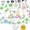 AIBIIN 7x5ft St. Patrick's Day Gender Reveal Banner Shamrock Four Leaf Clovers Baby Shower Photography Background He or She Boy or Girl Cake Smash Decorations Pots of Gold Pastel Photo Studio Props