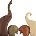 Ceramic Modern Art 4 Pcs Elephant Statue Decorations for Home, Office, Living Room, Bedroom - Creative Sculptures Home Decor for Bookshelf, Desk - Collectible Figurines As Gifts for Family