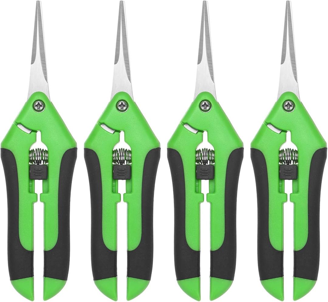 4-Pack Pruning Shears for Garden, 6.6 Inch Sharp Stainless Steel Straight Garden Scissors for Gardening/Branch/Flower Plant, Heavy Duty Hand Pruner [Green Black]