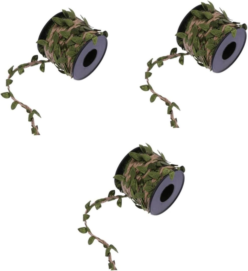 jojofuny 3pcs 10m Rope Vines Jute Twine for Crafts Artificial Ribbon Burlap Vine Wedding Bouquet Decoration